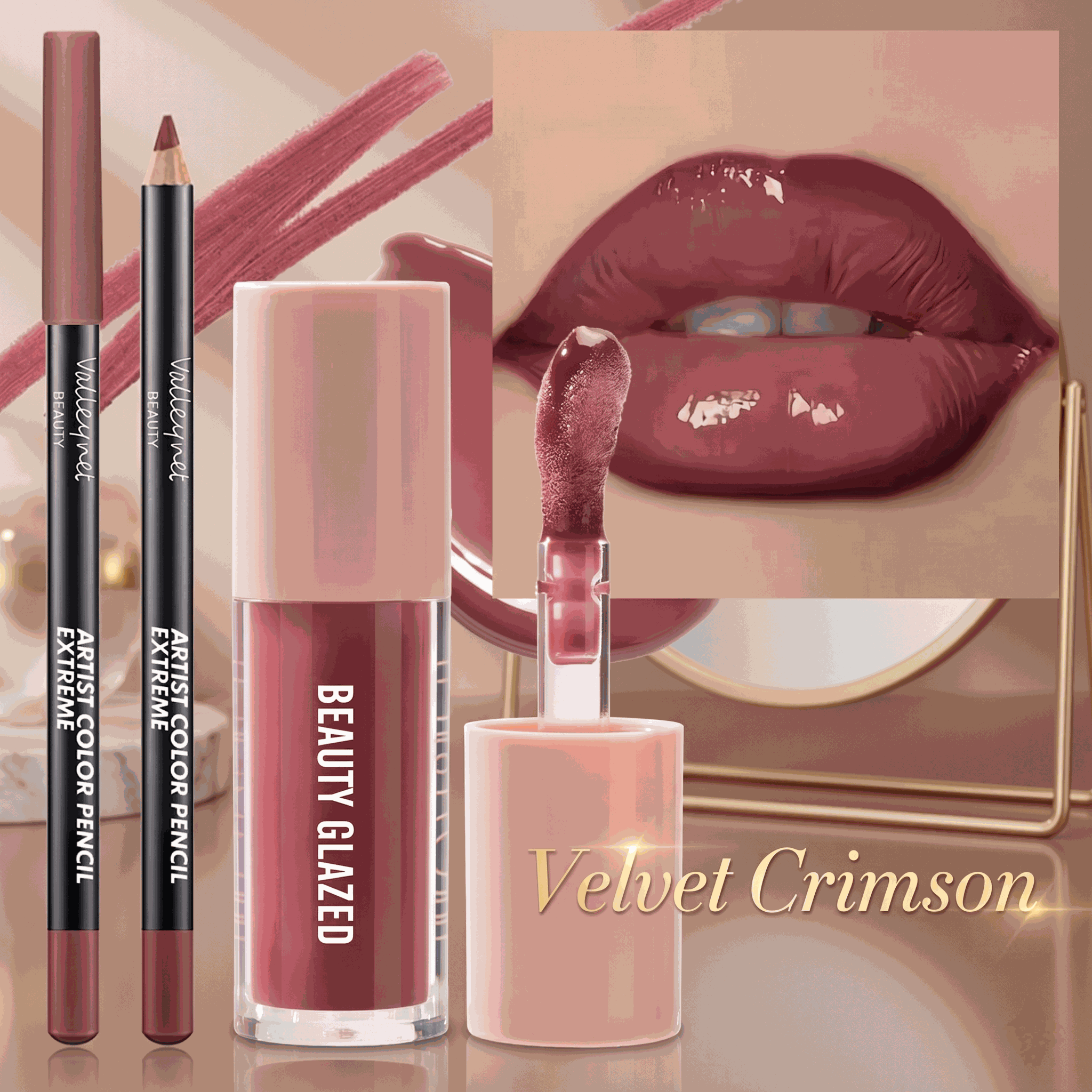 Zenvoria Precision Liner & Liquid Lipstick Duo variant swatches