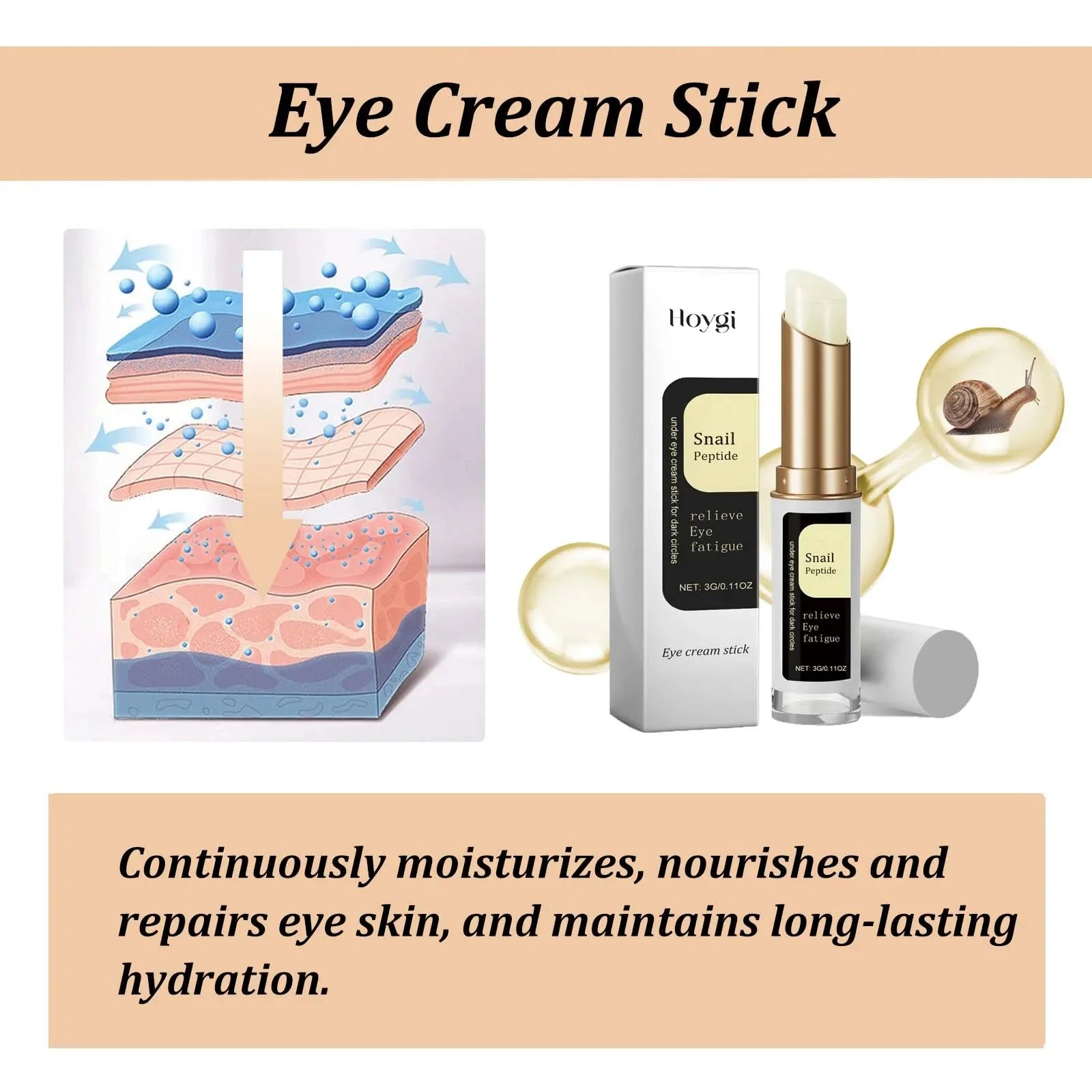 Hoygi Snail Peptide Eye Cream Stick – Dark Circle, Puffiness & Fine Line Care | Zenvoria